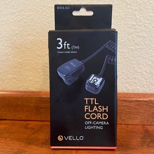 Vello Off-Camera TTL Flash Cord for Canon Cameras 3Ft NIB